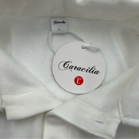 Women’s Caracilia size L oversized white collared sweatshirt. NWT - Picture 3 of 9